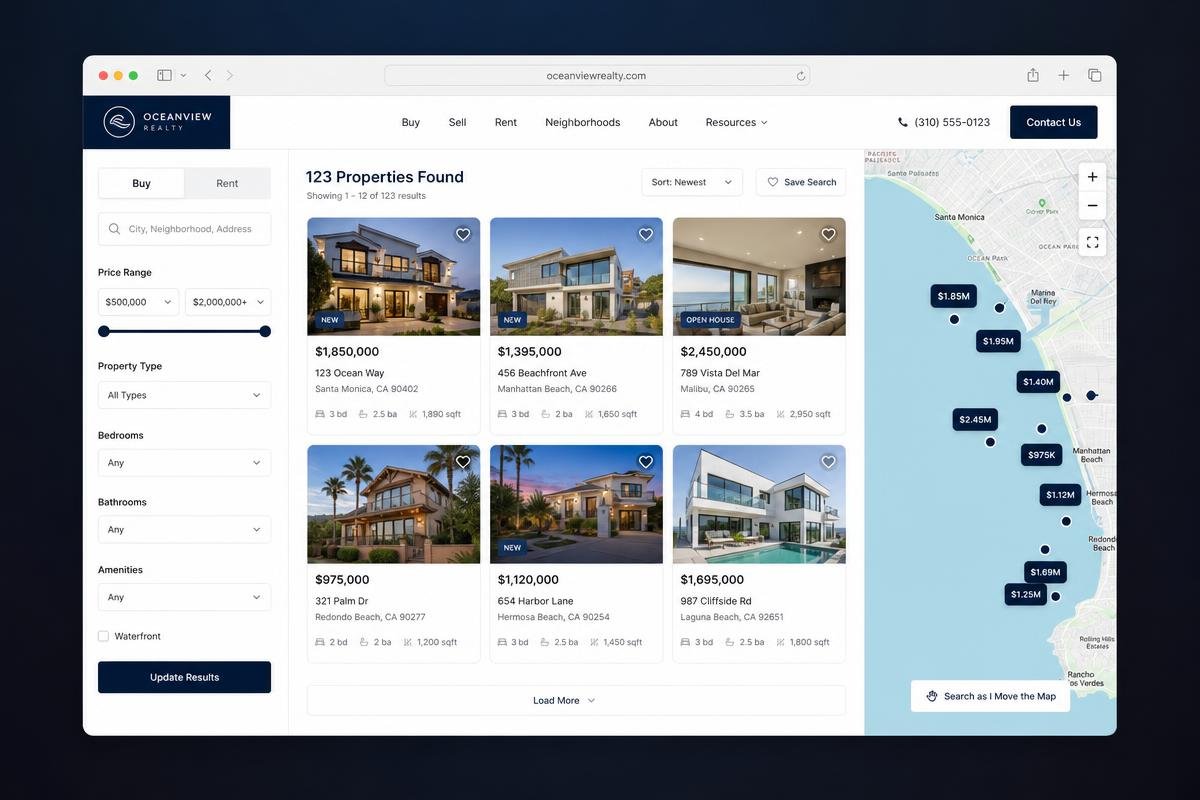 Meridian Estates Real Estate · Portal project designed and developed by BAVEON