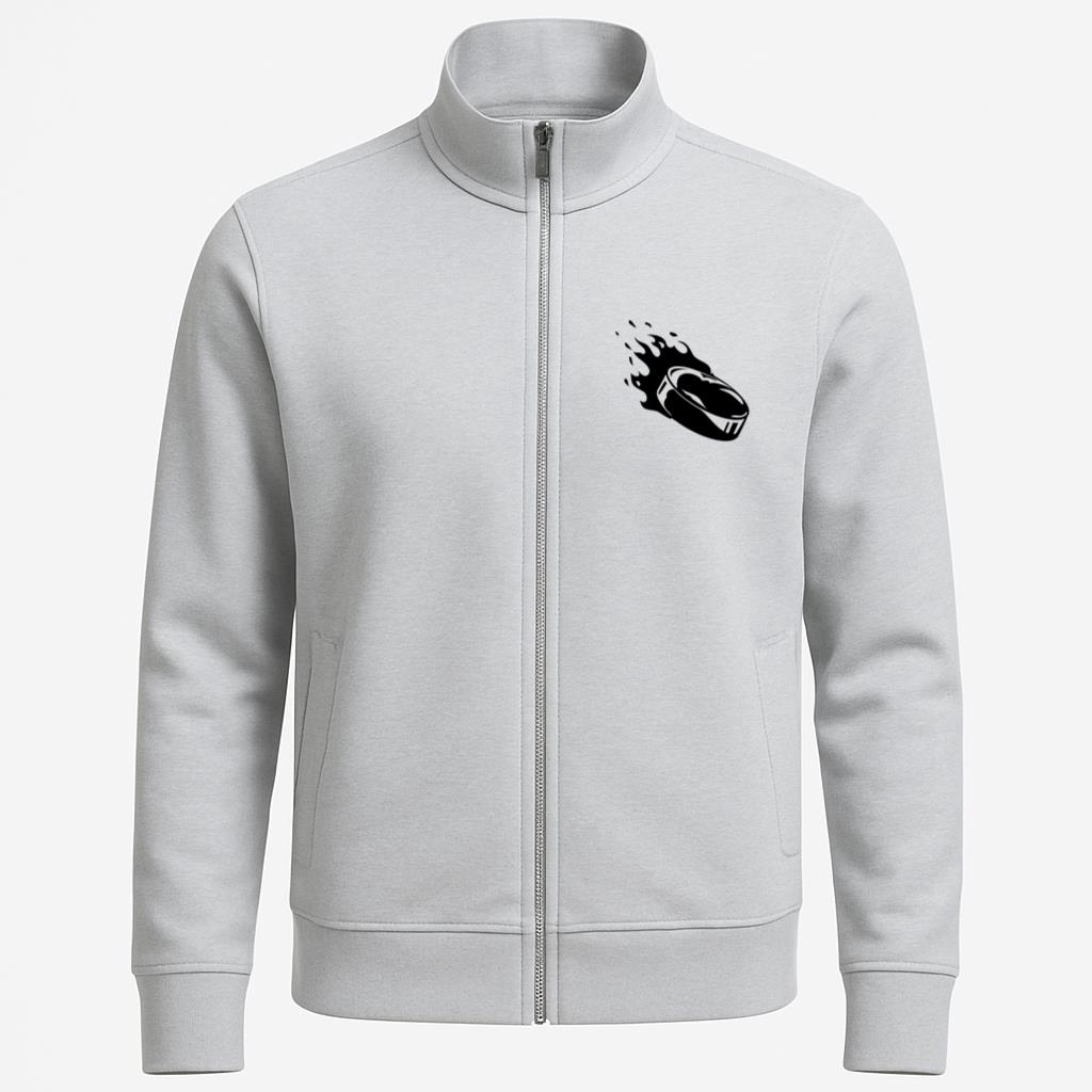 Ice Hockey Puck On Fire High Contrast Jacket