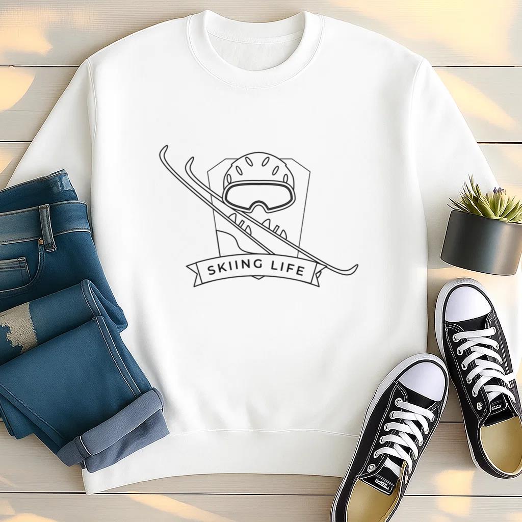 Skiing Life Mask Ski Badge Stroke Sweatshirt