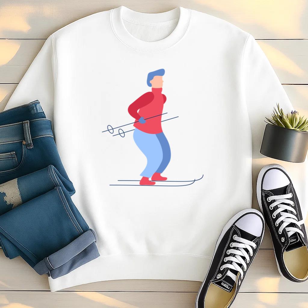 Winter Man Skiing Flat Sweatshirt