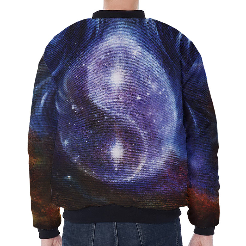 Woman Space Yin Yang Painting Print Zip Sleeve Bomber Jacket