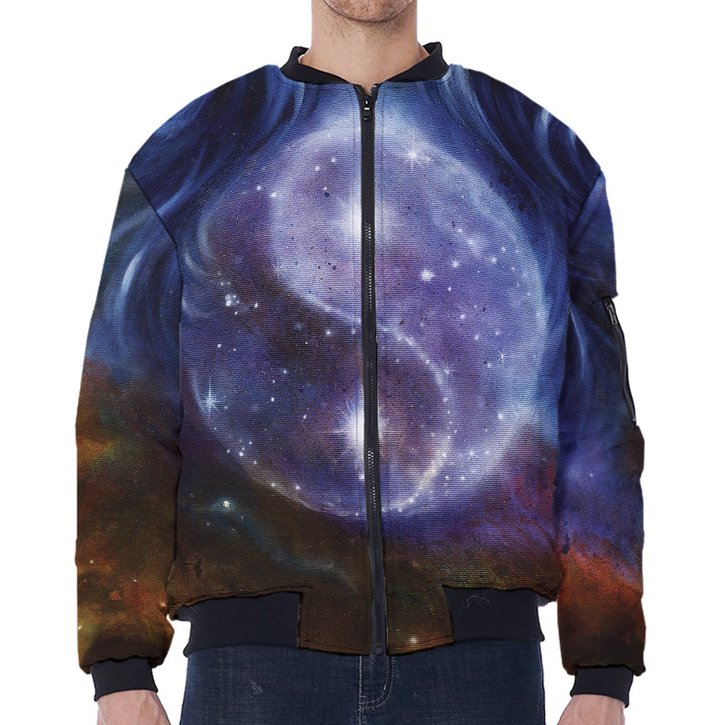 Woman Space Yin Yang Painting Print Zip Sleeve Bomber Jacket